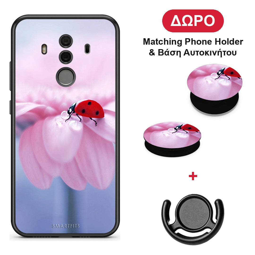 Ladybug Flower - Huawei Mate 10 Pro θήκη + Δώρο Phone Holder & Βάση Αυτοκινήτου