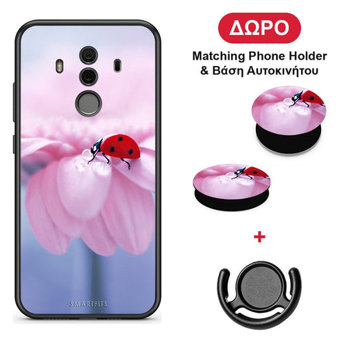 Ladybug Flower - Huawei Mate 10 Pro θήκη + Δώρο Phone Holder & Βάση Αυτοκινήτου