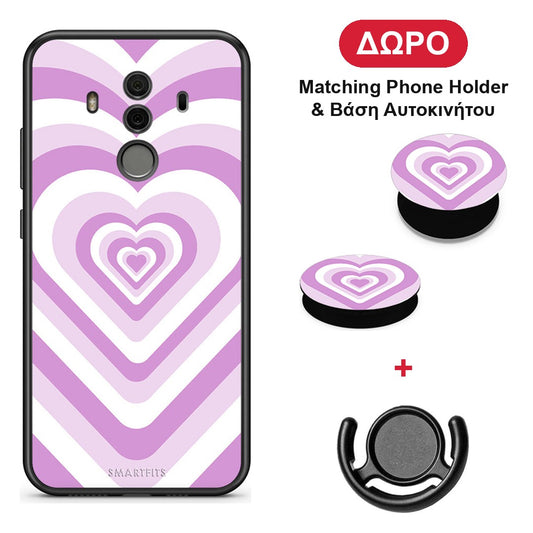 Lilac Hearts - Huawei Mate 10 Pro θήκη + Δώρο Phone Holder & Βάση Αυτοκινήτου