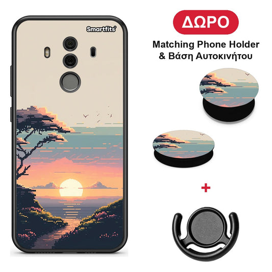 Pixel Sunset - Huawei Mate 10 Pro θήκη + Δώρο Phone Holder & Βάση Αυτοκινήτου