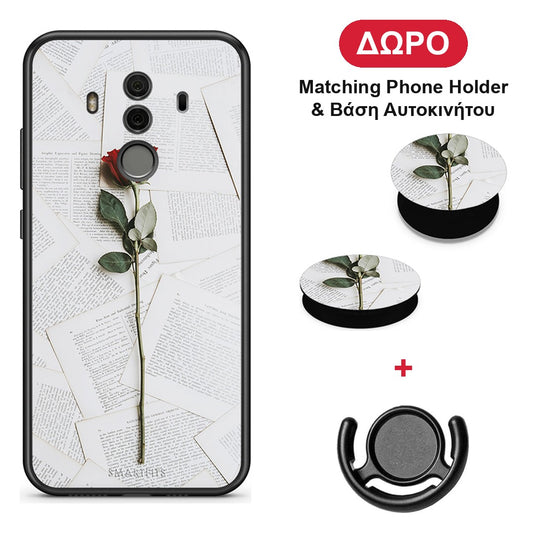 Red Rose - Huawei Mate 10 Pro θήκη + Δώρο Phone Holder & Βάση Αυτοκινήτου