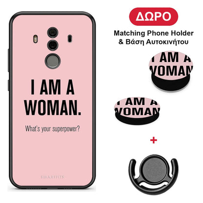 Superpower Woman - Huawei Mate 10 Pro θήκη + Δώρο Phone Holder & Βάση Αυτοκινήτου