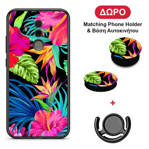 Tropical Flowers - Huawei Mate 10 Pro θήκη + Δώρο Phone Holder & Βάση Αυτοκινήτου