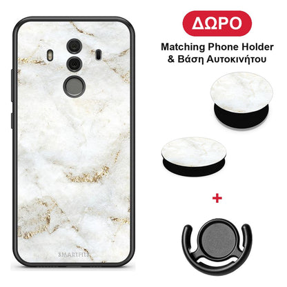 White Gold Marble - Huawei Mate 10 Pro θήκη + Δώρο Phone Holder & Βάση Αυτοκινήτου
