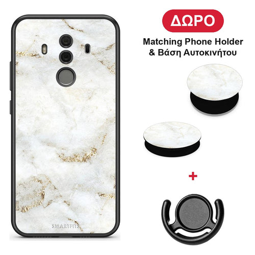 White Gold Marble - Huawei Mate 10 Pro θήκη + Δώρο Phone Holder & Βάση Αυτοκινήτου