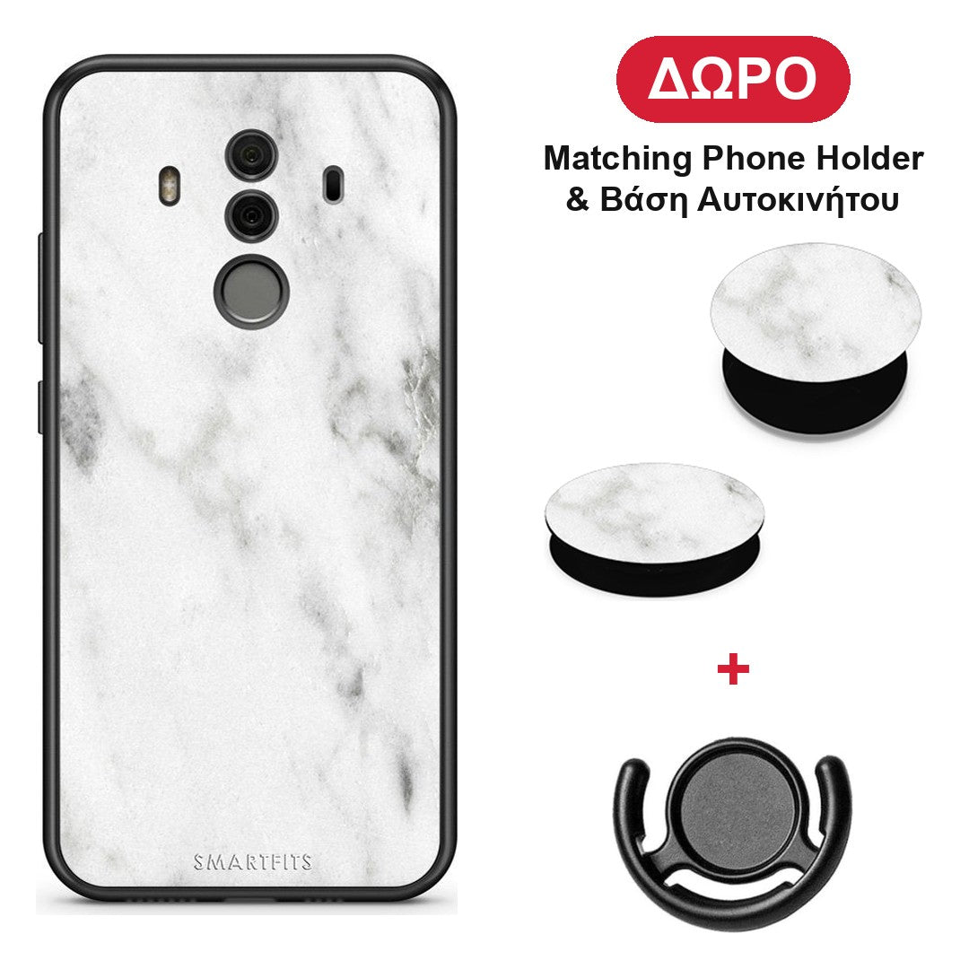 Marble White - Huawei Mate 10 Pro θήκη + Δώρο Phone Holder & Βάση Αυτοκινήτου
