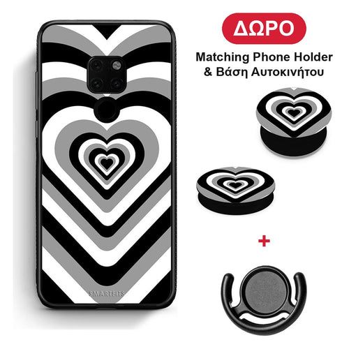 Black Hearts - Huawei Mate 20 θήκη + Δώρο Phone Holder & Βάση Αυτοκινήτου