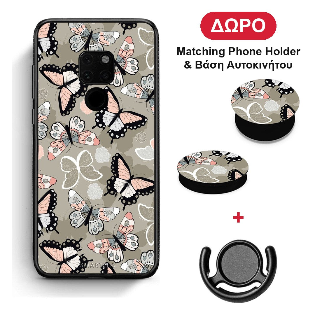 Boho Butterflies - Huawei Mate 20 θήκη + Δώρο Phone Holder & Βάση Αυτοκινήτου