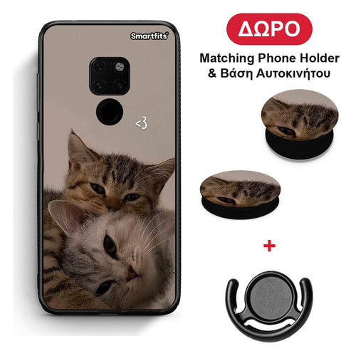 Cats In Love - Huawei Mate 20 θήκη + Δώρο Phone Holder & Βάση Αυτοκινήτου