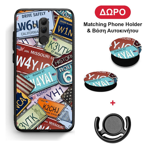 Car Plates - Huawei Mate 20 Lite θήκη + Δώρο Phone Holder & Βάση Αυτοκινήτου