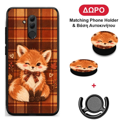 Fox on Autumn Tartan - Huawei Mate 20 Lite θήκη + Δώρο Phone Holder & Βάση Αυτοκινήτου