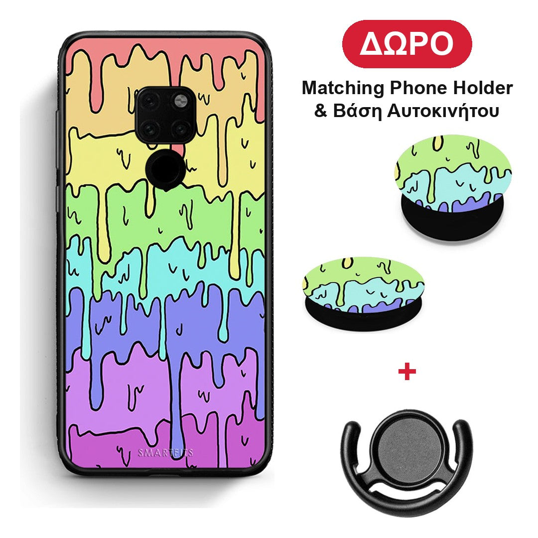 Melting Rainbow - Huawei Mate 20 θήκη + Δώρο Phone Holder & Βάση Αυτοκινήτου