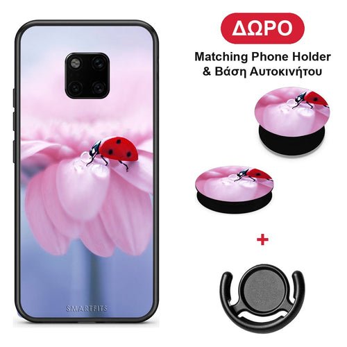 Ladybug Flower - Huawei Mate 20 Pro θήκη + Δώρο Phone Holder & Βάση Αυτοκινήτου