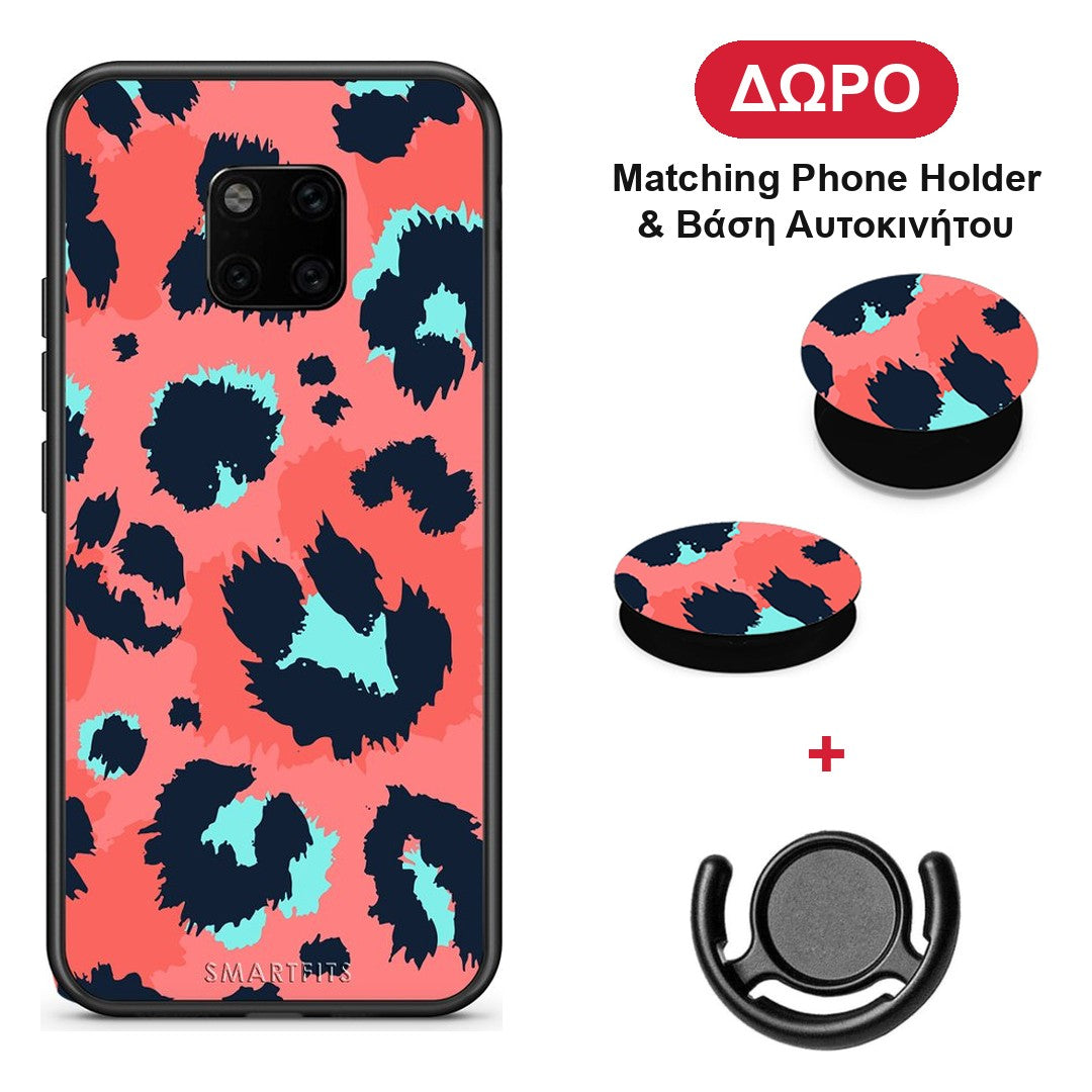Animal Pink Leopard - Huawei Mate 20 Pro θήκη + Δώρο Phone Holder & Βάση Αυτοκινήτου
