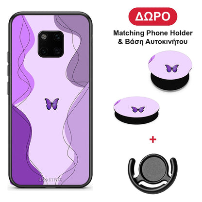 Purple Mariposa - Huawei Mate 20 Pro θήκη + Δώρο Phone Holder & Βάση Αυτοκινήτου