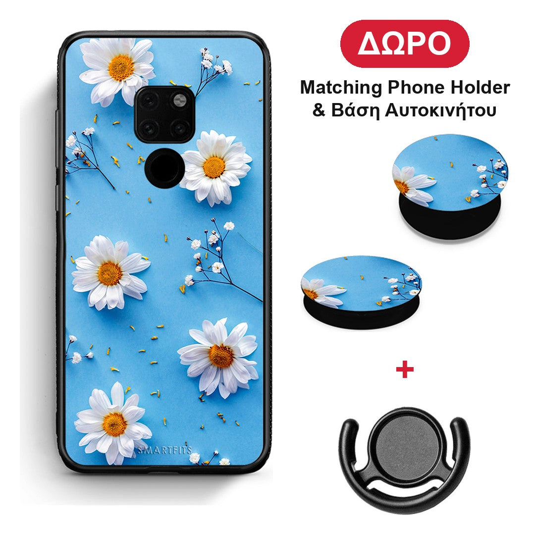 Real Daisies - Huawei Mate 20 θήκη + Δώρο Phone Holder & Βάση Αυτοκινήτου
