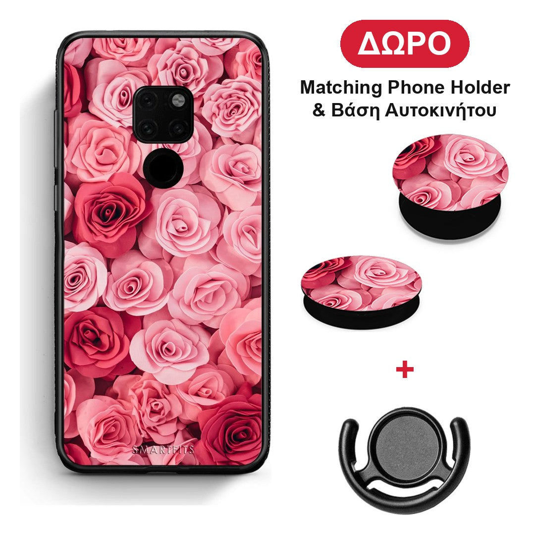 Valentine RoseGarden - Huawei Mate 20 θήκη + Δώρο Phone Holder & Βάση Αυτοκινήτου