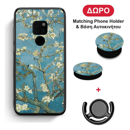 White Blossoms - Huawei Mate 20 θήκη + Δώρο Phone Holder & Βάση Αυτοκινήτου