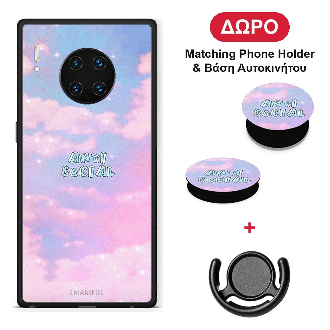 Anti Social - Huawei Mate 30 Pro θήκη + Δώρο Phone Holder & Βάση Αυτοκινήτου