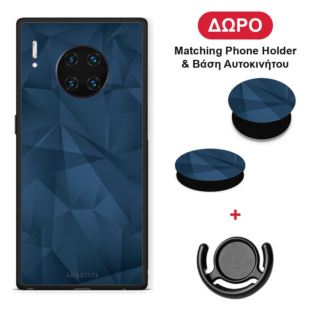 Geometric Blue Abstract - Huawei Mate 30 Pro θήκη + Δώρο Phone Holder & Βάση Αυτοκινήτου