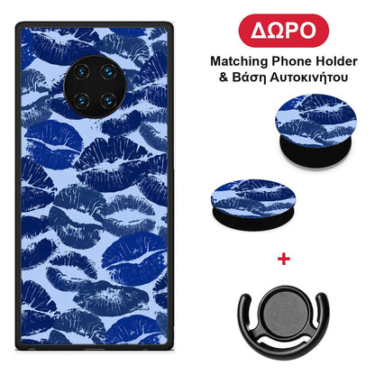 Blue Lipstick Kisses - Huawei Mate 30 Pro θήκη + Δώρο Phone Holder & Βάση Αυτοκινήτου