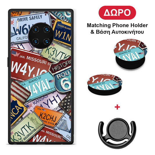 Car Plates - Huawei Mate 30 Pro θήκη + Δώρο Phone Holder & Βάση Αυτοκινήτου