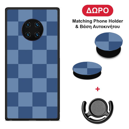 Denim Blue Checkerboard - Huawei Mate 30 Pro θήκη + Δώρο Phone Holder & Βάση Αυτοκινήτου