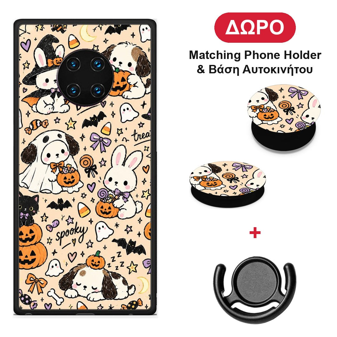 Halloween Puppies and Friends on Cream - Huawei Mate 30 Pro θήκη + Δώρο Phone Holder & Βάση Αυτοκινήτου