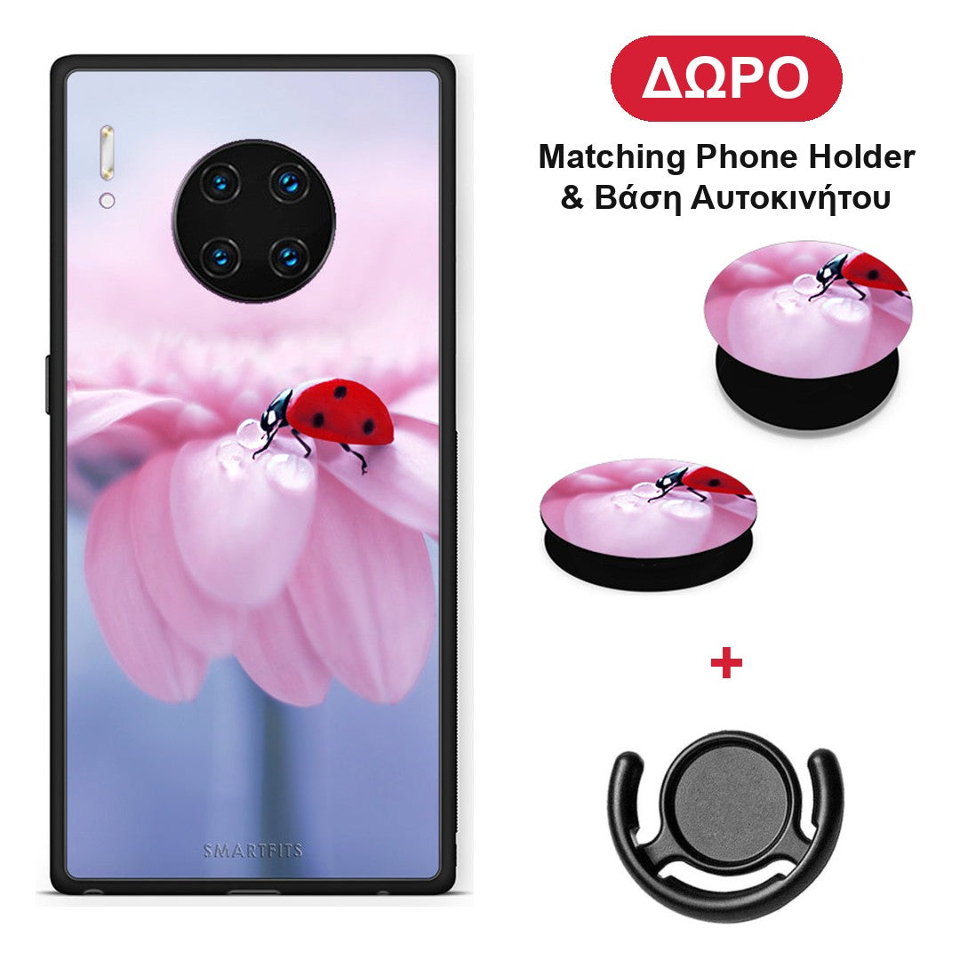 Ladybug Flower - Huawei Mate 30 Pro θήκη + Δώρο Phone Holder & Βάση Αυτοκινήτου
