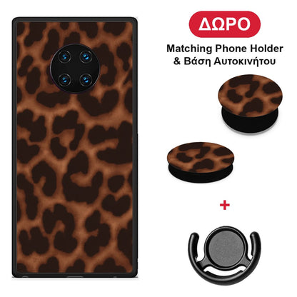 Leopard Print Dark Brown - Huawei Mate 30 Pro θήκη + Δώρο Phone Holder & Βάση Αυτοκινήτου