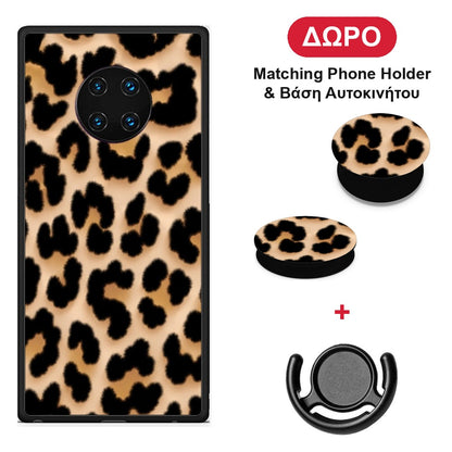 Leopard Print Tan Large - Huawei Mate 30 Pro θήκη + Δώρο Phone Holder & Βάση Αυτοκινήτου