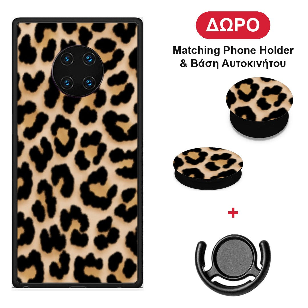 Leopard Print Tan Small - Huawei Mate 30 Pro θήκη + Δώρο Phone Holder & Βάση Αυτοκινήτου