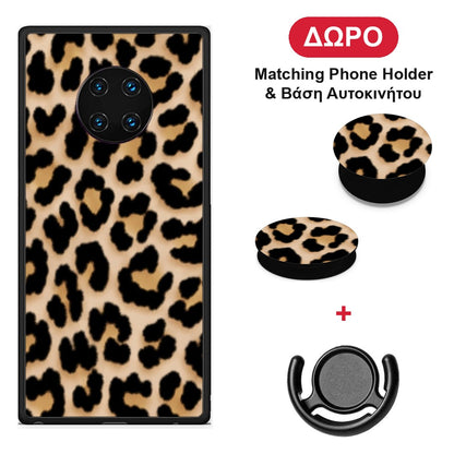 Leopard Print Tan Small - Huawei Mate 30 Pro θήκη + Δώρο Phone Holder & Βάση Αυτοκινήτου