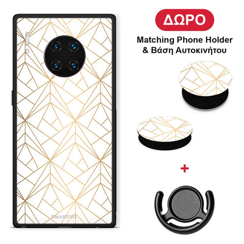 Geometric Luxury White - Huawei Mate 30 Pro θήκη + Δώρο Phone Holder & Βάση Αυτοκινήτου