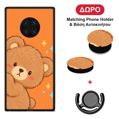 Peekaboo Teddy on Orange - Huawei Mate 30 Pro θήκη + Δώρο Phone Holder & Βάση Αυτοκινήτου