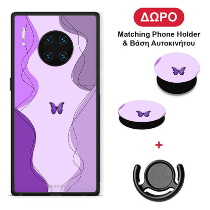Purple Mariposa - Huawei Mate 30 Pro θήκη + Δώρο Phone Holder & Βάση Αυτοκινήτου