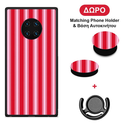 Red and Pink Vertical Pinstripes - Huawei Mate 30 Pro θήκη + Δώρο Phone Holder & Βάση Αυτοκινήτου
