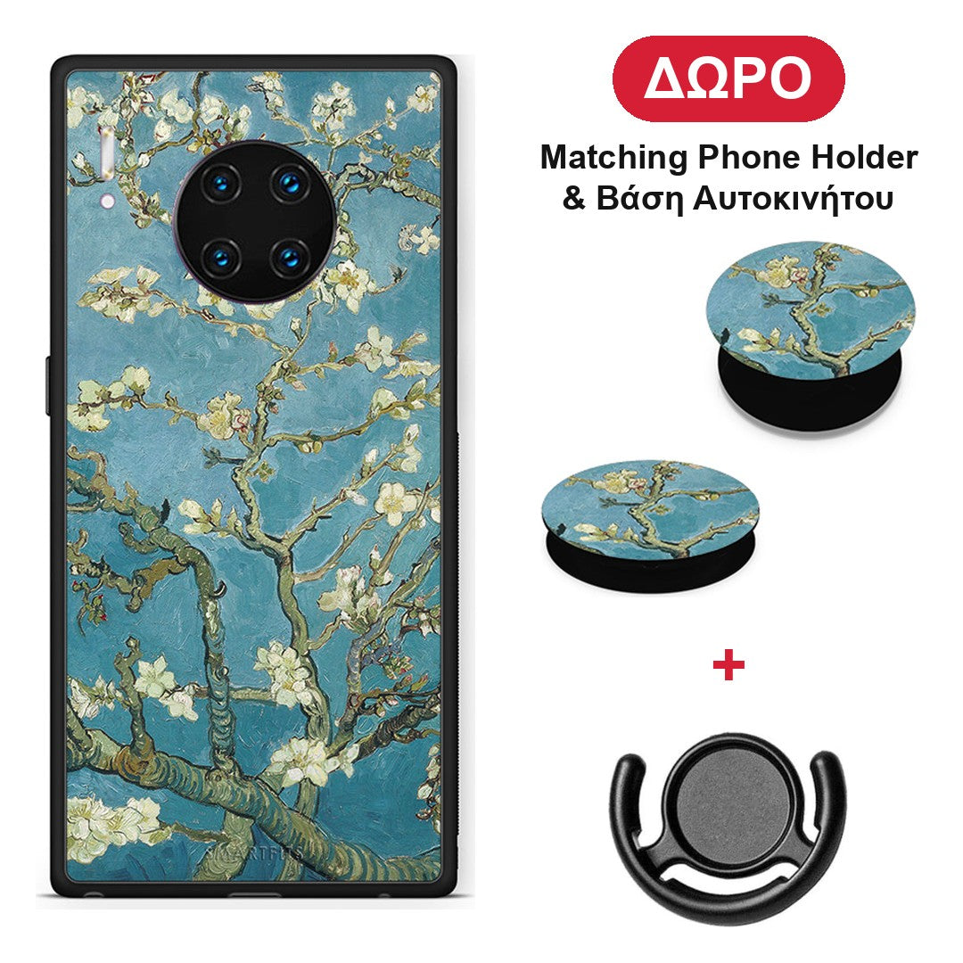 White Blossoms - Huawei Mate 30 Pro θήκη + Δώρο Phone Holder & Βάση Αυτοκινήτου