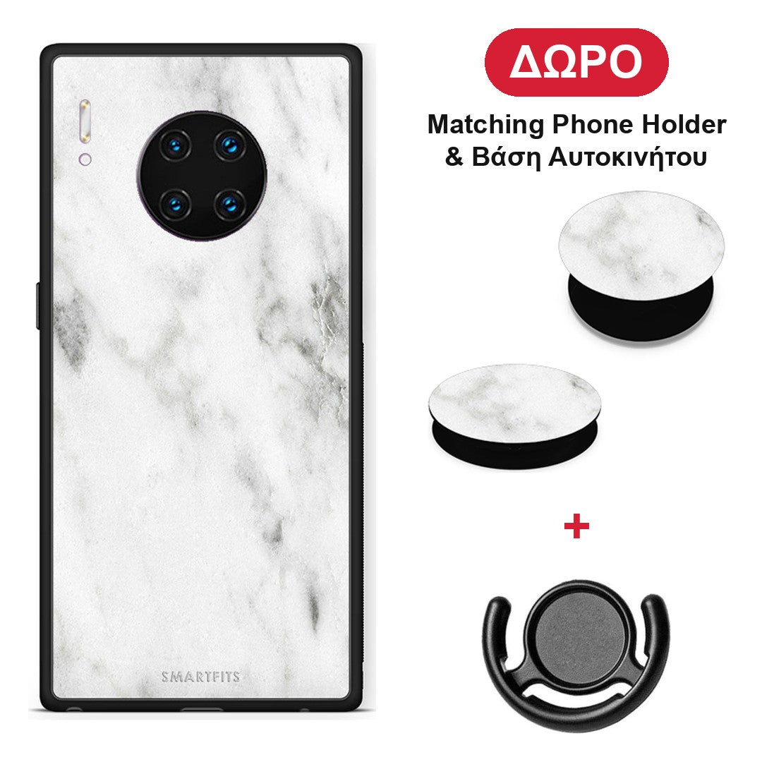 Marble White - Huawei Mate 30 Pro θήκη + Δώρο Phone Holder & Βάση Αυτοκινήτου