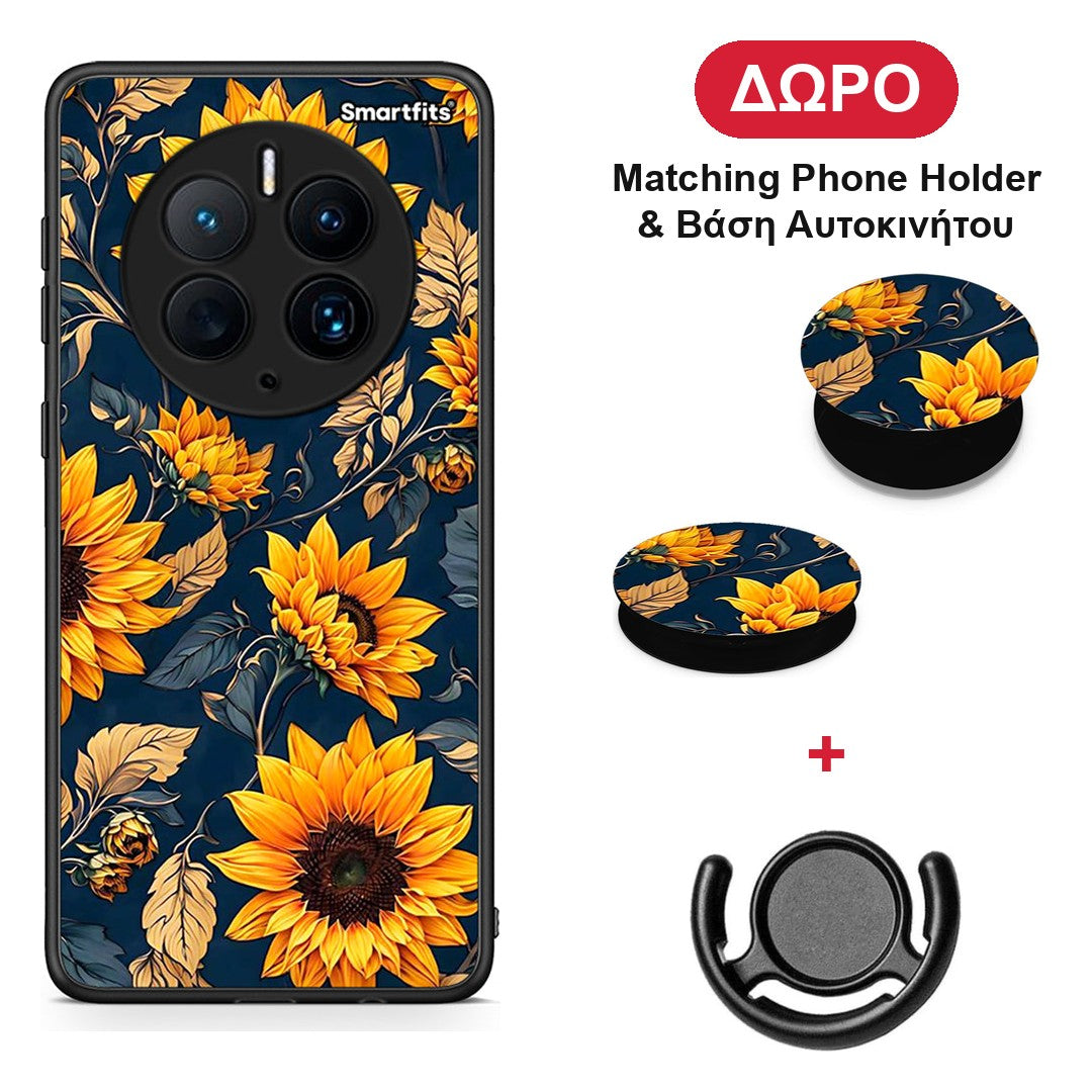 Autumn Sunflowers - Huawei Mate 50 Pro θήκη + Δώρο Phone Holder & Βάση Αυτοκινήτου