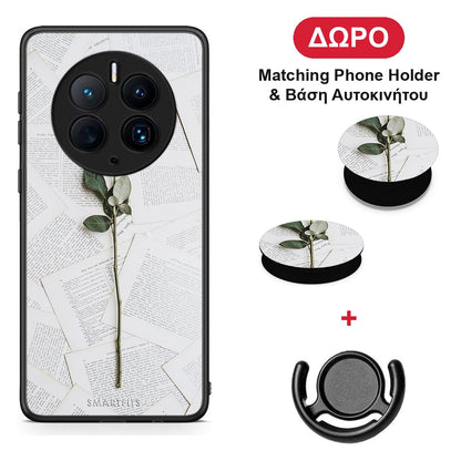 Red Rose - Huawei Mate 50 Pro θήκη + Δώρο Phone Holder & Βάση Αυτοκινήτου