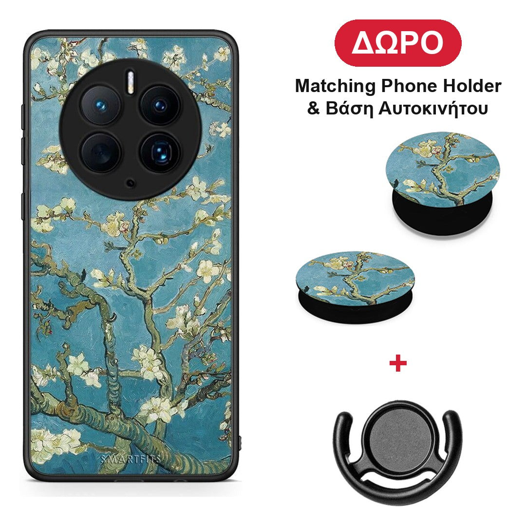 White Blossoms - Huawei Mate 50 Pro θήκη + Δώρο Phone Holder & Βάση Αυτοκινήτου