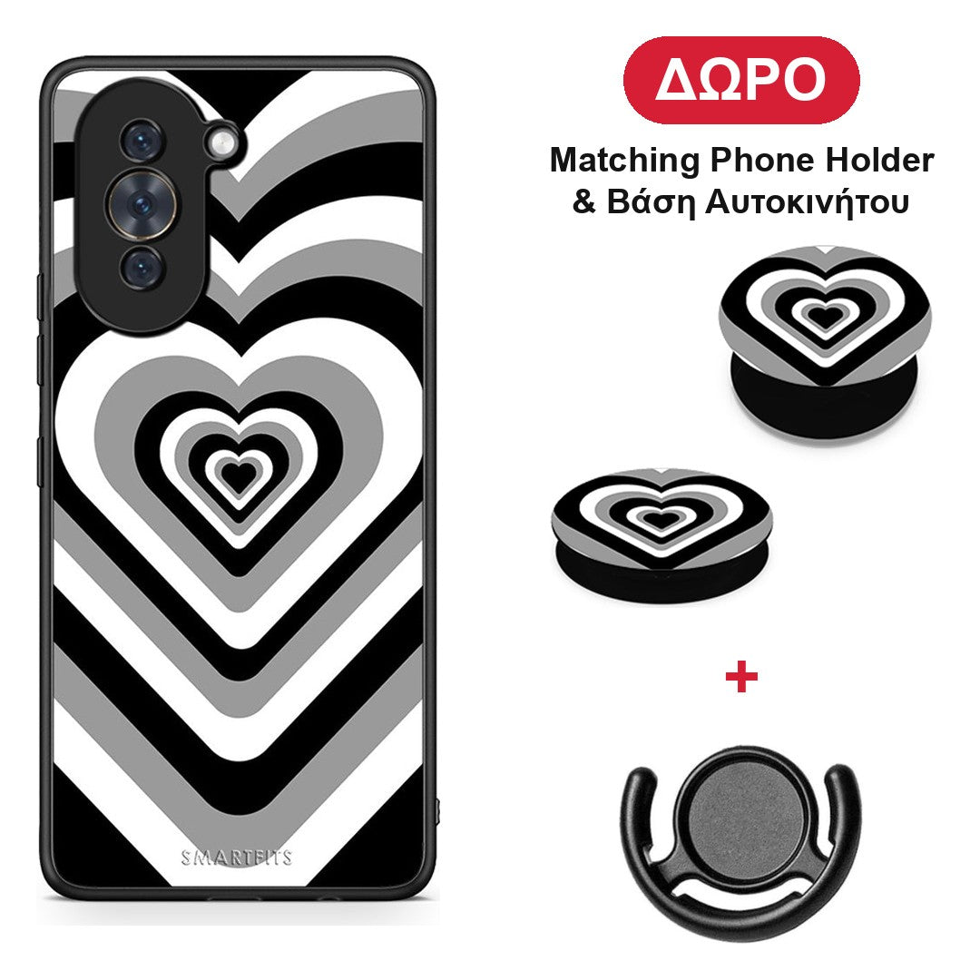 Black Hearts - Huawei Nova 10 θήκη + Δώρο Phone Holder & Βάση Αυτοκινήτου