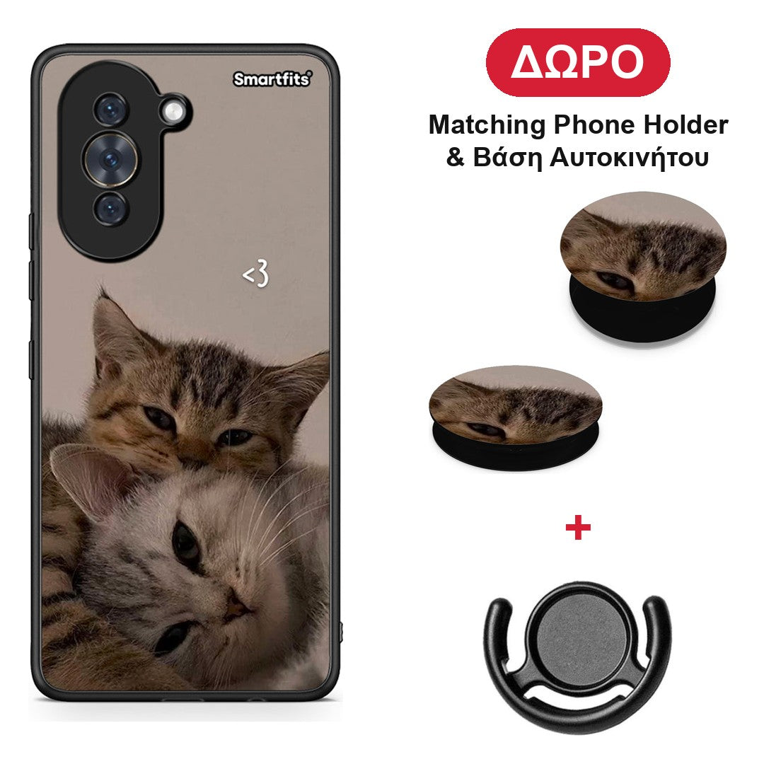 Cats In Love - Huawei Nova 10 θήκη + Δώρο Phone Holder & Βάση Αυτοκινήτου