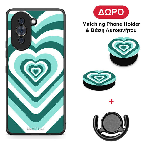 Green Hearts - Huawei Nova 10 θήκη + Δώρο Phone Holder & Βάση Αυτοκινήτου