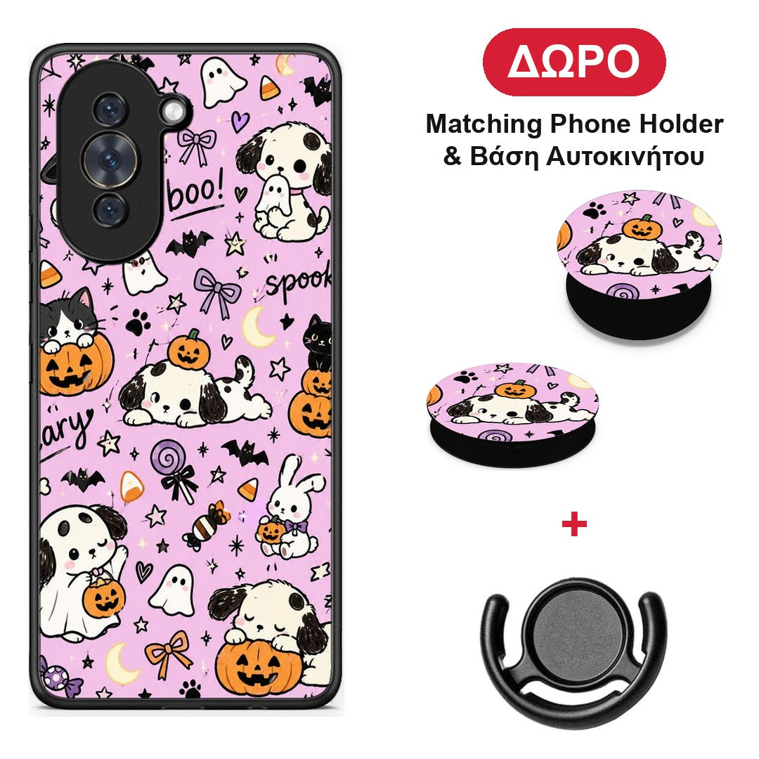 Halloween Puppies and Friends on Lilac - Huawei Nova 10 θήκη + Δώρο Phone Holder & Βάση Αυτοκινήτου