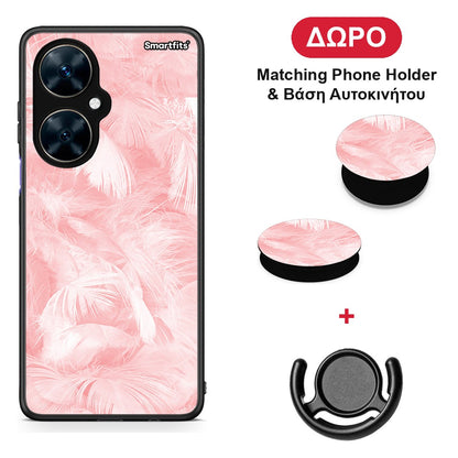 Boho Pink Feather - Huawei Nova 11i θήκη + Δώρο Phone Holder & Βάση Αυτοκινήτου
