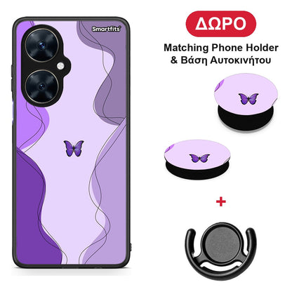 Purple Mariposa - Huawei Nova 11i θήκη + Δώρο Phone Holder & Βάση Αυτοκινήτου