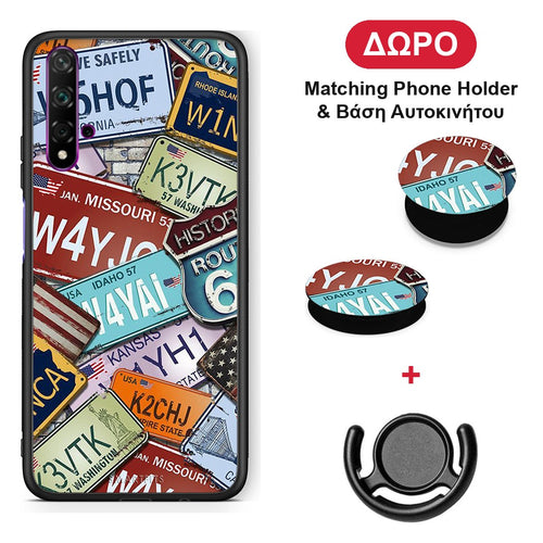 Car Plates - Huawei Nova 5T / Honor 20 θήκη + Δώρο Phone Holder & Βάση Αυτοκινήτου