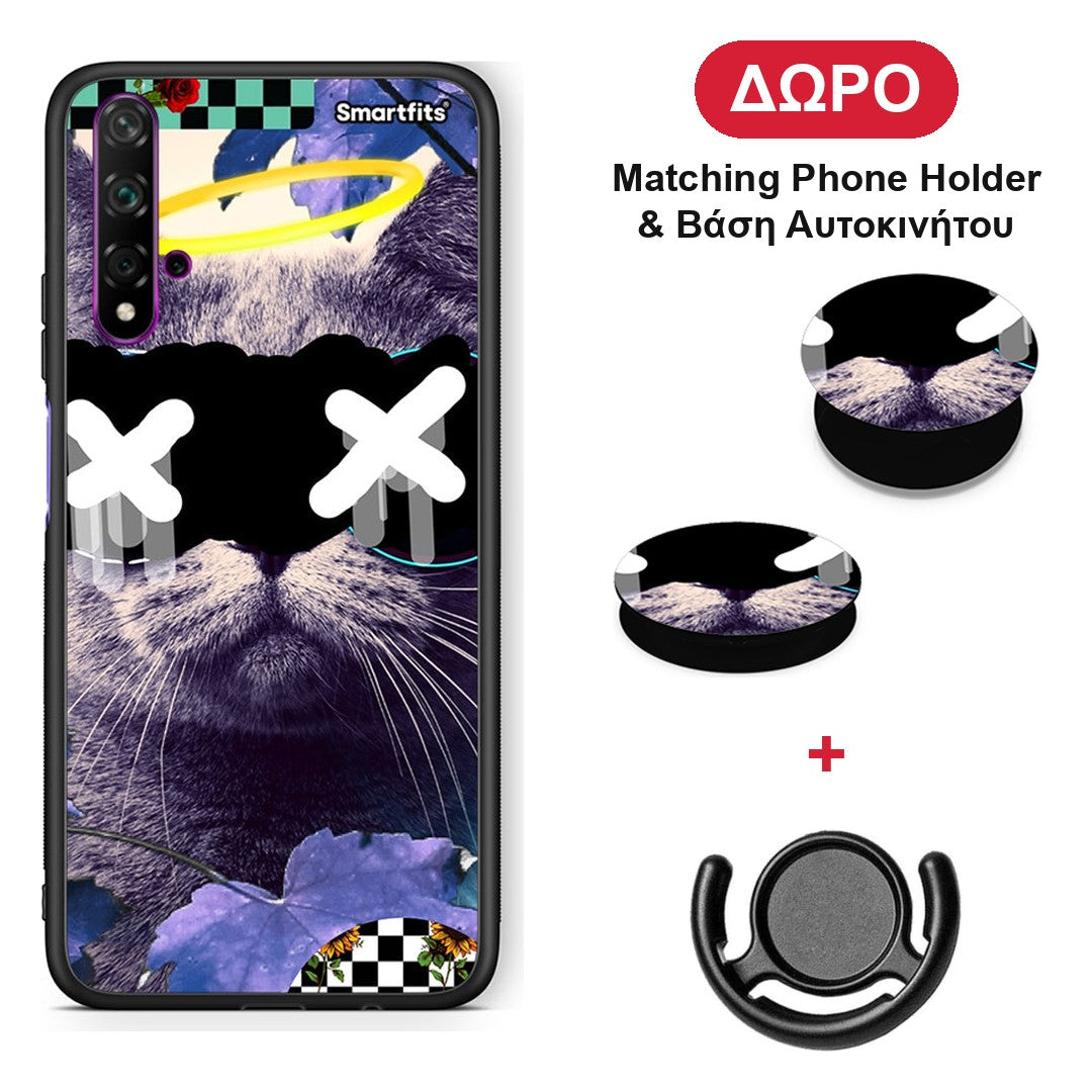 Cat Collage - Huawei Nova 5T / Honor 20 θήκη + Δώρο Phone Holder & Βάση Αυτοκινήτου